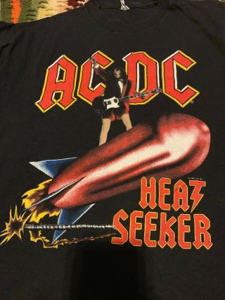 Vintage 1988 AC/DC Heat Seeker World Tour Shirt XL Large Angus Young 2