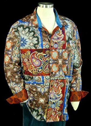Robert Graham " Koster " Nwt $398 Rare Patchwork Embroidered Limited Edition 4xl