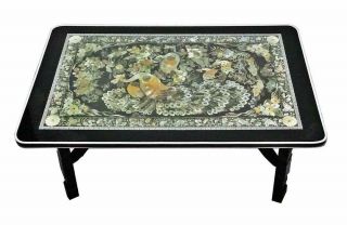 Mother Of Pearl Coffee Table Rectangular Folding Furniture Vintage Gift Antique