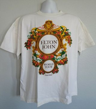 90s Vtg Elton John World Tour Concert Versace T - Shirt Sz Xl White Rocketman