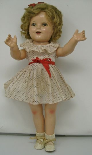 Pretty Vintage Ideal Composition Shirley Temple Doll 18 " Dressed