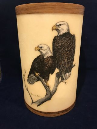 Handmade Bacova Guilded Trash Can Vintage Eagle Fiberglass Euc Rare