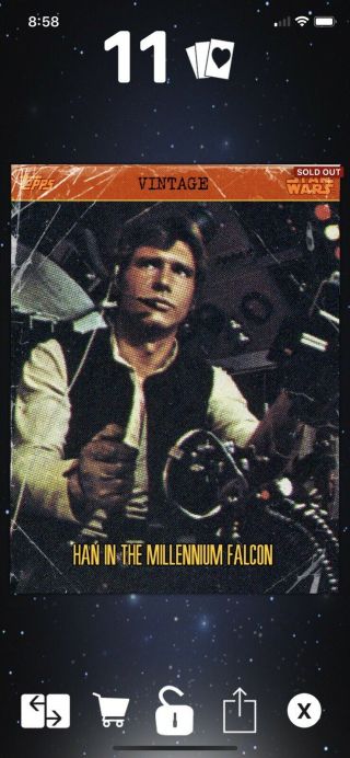 Topps Star Wars Card Trader Vintage 1 Han Solo In The Millennium Falcon Digital