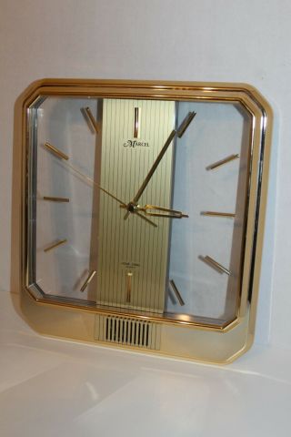 Vintage Marcel Wall Clock Golden With Hour Chime And Volume Control Quartz Strik
