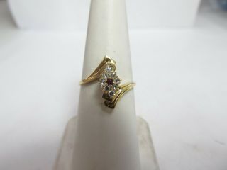 Estate 10k Solid Gold Ring With Natural Ruby And Diamonds