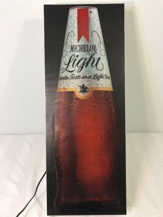 Vintage Michelob Light Beer Sign 26”x10” Electric Man Cave Bar Basement No Light