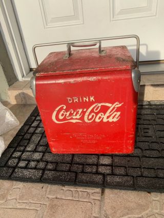 Vintage Red 1950s Temprite Coca Cola 6pack Cooler