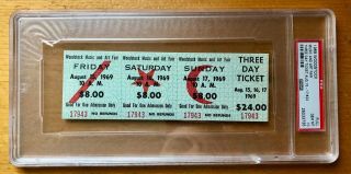 Woodstock 1969 Music And Art Fair Ticket Psa 10 Rare $24 Ticket