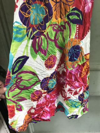 Vtg Jams World Rare Painterly Floral Sleeveless M Tropical Summer Sun Dress N/R 3