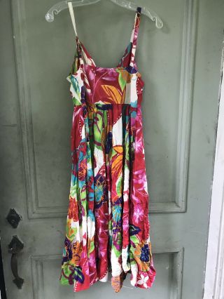 Vtg Jams World Rare Painterly Floral Sleeveless M Tropical Summer Sun Dress N/R 5