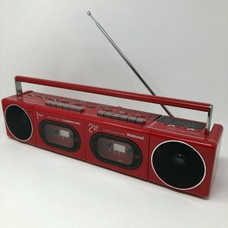 Rare Vintage National Panasonic Red Boombox Dual Cassette Radio Rx - F11f