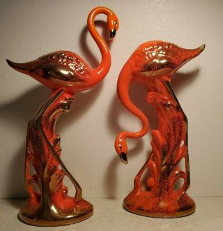 Vintage Mid - Century Ceramic Flamingo Collectible Figurine Retro 1950s 15.  5 "