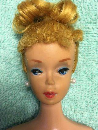 Vintage Blonde Number 4 Barbie Updo Hairsyle Very Good Cond