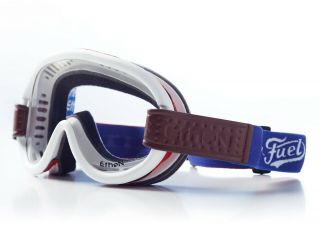 Ethen / Fuel Motorcycles Coyote Motorcycle Vintage Goggles - White/blue