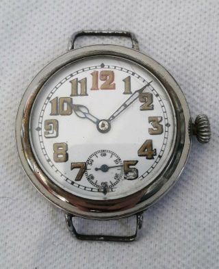 Gents Trench Watch Wristwatch Ww1 (full Order) Cylinder.