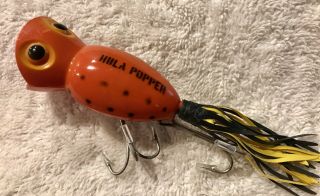 Fishing Lure Fred Arbogast Hula Popper Very Rare 15 Spot Spotted Orange Bait