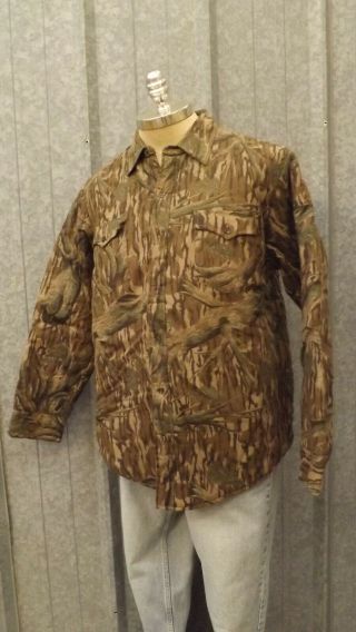 Vtg Whitewater Outdoors Mossy Oak Tree Stand Camo Quiltd Shirt 2x Xx - Large