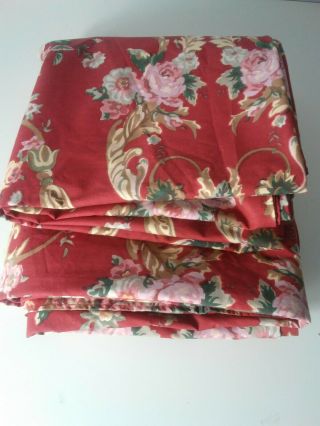 Vintage Ralph Lauren Duvet Cover Danielle Marseilles Size Queen Red Pink Floral