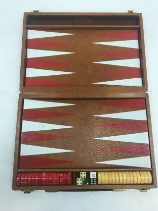 Vintage Bakelite Catalin Backgammon Set With Chips Dice