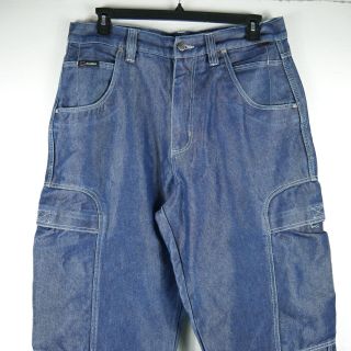 VTG Fubu Loose Baggy Fit Metallic Blue Jeans Mens Sz 36x34 Hip Hop 90 ' s Rare 3