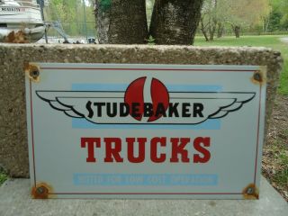 Vintage Studebaker Trucks Porcelain Dealer Advertising Sign