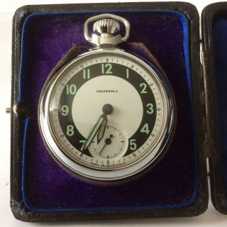 VINTAGE MECHANICAL INGERSOLL POCKET WATCH MADE IN GT.  BRITAIN SILVER CASED 1918 6