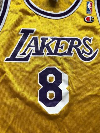 Vtg Los Angeles Lakers NBA Champion Kobe Bryant 8 Home Jersey Size 44 3