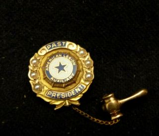 1940 10k Gold & Pearls American Legion Auxilary Past President Lapel Pin