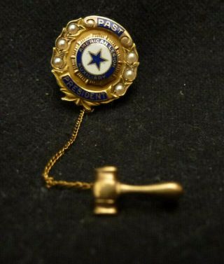 1940 10K GOLD & PEARLS AMERICAN LEGION AUXILARY PAST PRESIDENT LAPEL PIN 3