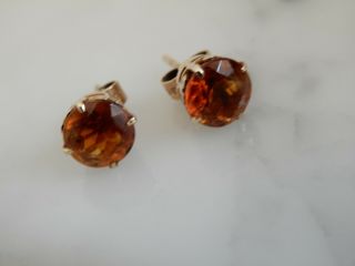 A Stunning 9 Ct Gold 4.  00 Carat Citrine Earrings