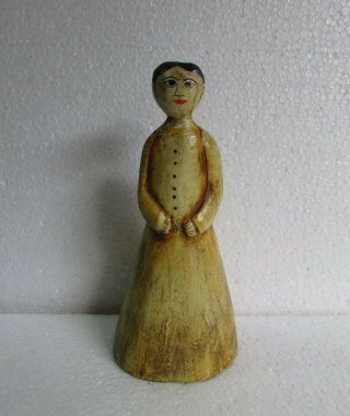 Vintage Decorative Hand Crafted Painted Wooden Lady / Woman Statue Figurine