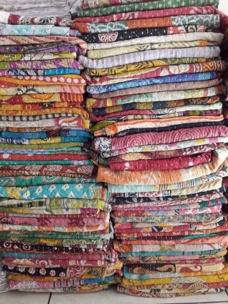 Indian Vintage Handmade Kantha Quilts Blankets Twin Size Handmade