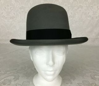 Vintage Royal De Luxe Stetson Fedora Top Hat Gray Black Band Curled Brim H202