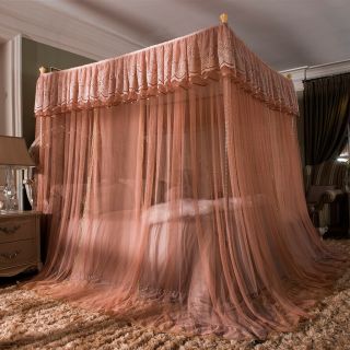 Home 4 Corner Bed Curtain Canopy Mosquito Netting,  Bracket Frame Post Queen Size 3