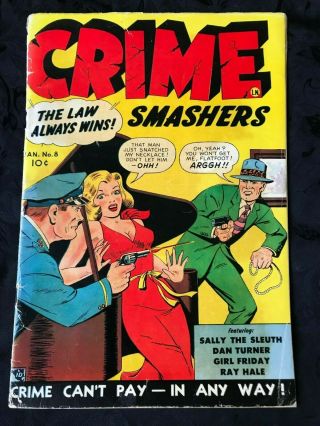 Vintage January 1952 Trojan Crime Smashers Comic Book 8 Sally The Sleuth