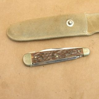 Antique Remington Umc Pocket Knife In Pouch,  3 - Blade,  Model R6443,  Vintage,  Hunting