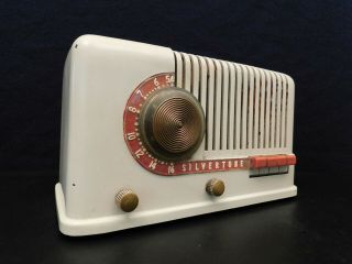 Vintage 1930s Silvertone Machine Age Art Deco Old Serviced Bakelite Tube Radio