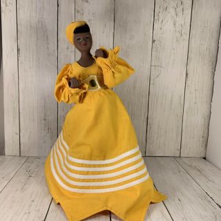 Souvenir Doll Marked Cuba Hecho A Mano Holguin 11 3/4” Oshun Yellow Dress
