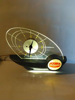 Vintage Ohio Advertising Schaefer Atomic Sailboat Lighted Beer Counter Clock.
