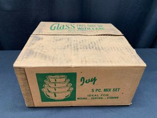 Set Of 5 Vintage Hazel Atlas Nesting / Mixing " Ivy " Bowl Set