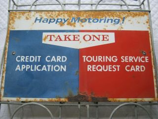 Vintage Esso Gas Station Metal Display Rack Happy Motoring Credit Card Touring 2