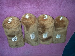 BRAEMAR C.  C.  LOGO Vintage Set of Faux Fur,  Woods 1,  3,  4 & 5 Brown Headcovers 6