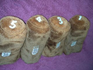 BRAEMAR C.  C.  LOGO Vintage Set of Faux Fur,  Woods 1,  3,  4 & 5 Brown Headcovers 7