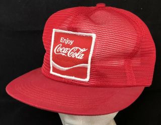 Vtg All Mesh Trucker Hat Snapback Patch Cap Coca Cola Coke Logo Kbrand Pop Drink