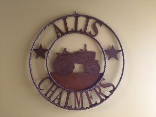 Vintage Rustic Look Large Allis Chalmers Farm Tractor Ranch Sign Man Cave Decor 7