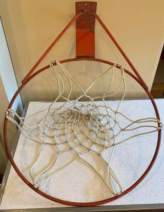 Vintage Metal Heavy Duty 18.  75” Basketball Hoop Rim With Net