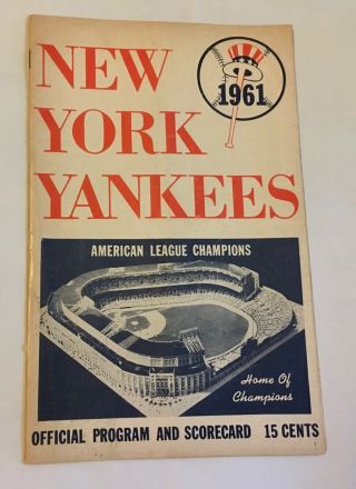 Vintage 1961 Ny Yankee Program/scorecard Mlb Memorabilia Sports