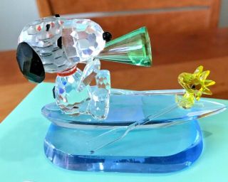 Rare Crystal World Snoopy&woodstock In Row Boat Limited Edition