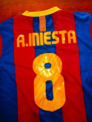 Nike Barca Barcelona A.  Iniesta 8 Jersey Sz L Football Soccer Vtg Dri - Fit