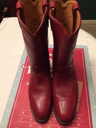 Vtg Miss Rodeo Usa Acme Red Leather Roper Boots Size 9m